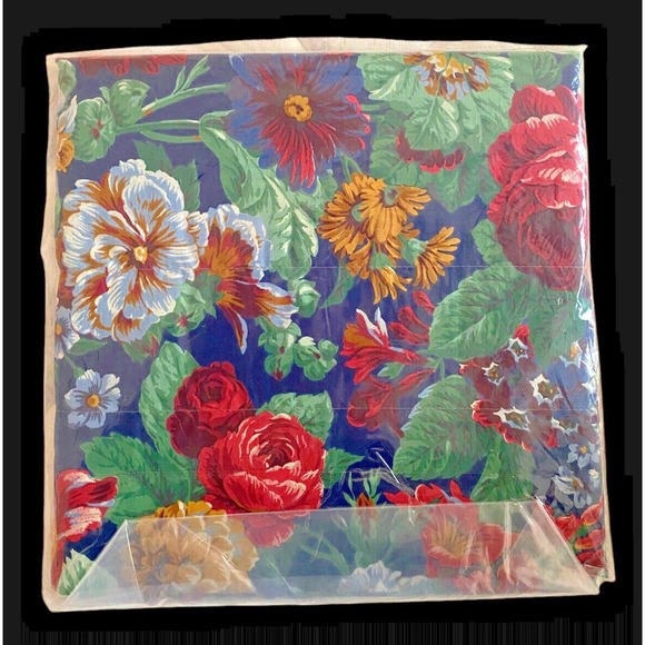 Blue Floral Curtain Valance Cottagecore English Romantic Roses 86"x23" Vintage - Picture 12 of 12